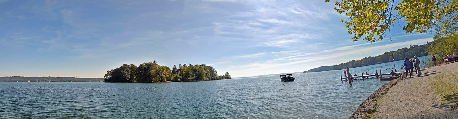 Panoramic Image of the Island of Roses (Roseninsel) in Starnberger See at Feldafing